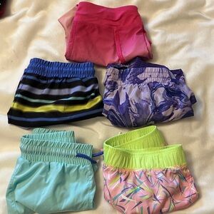 Girls 7/8 Bundle 5 athletic Shorts, 3champion, 1 member mark, 1 sketcher 10/12